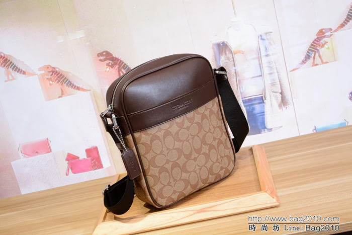 COACH蔻馳 原單質量 頭層牛皮 斜挎男包 71764  Chz1561